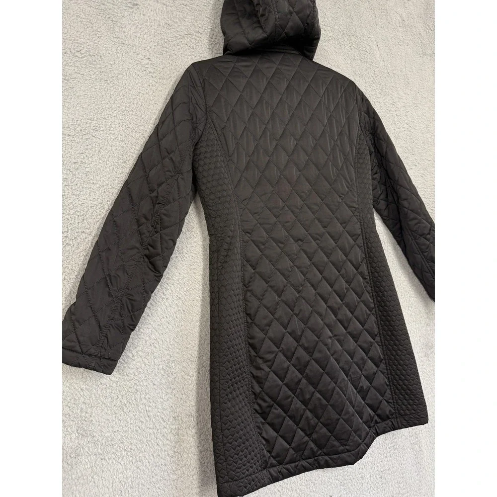 Michael Michael Kors Coat Womens Small Black Quilted‎ Hooded Puffer Long Zip